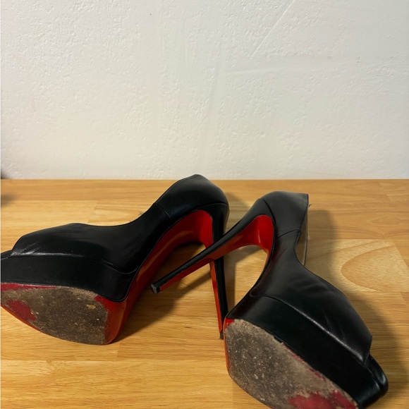 Christian Louboutin Black Peep Toe Pumps - Picture 9 of 12
